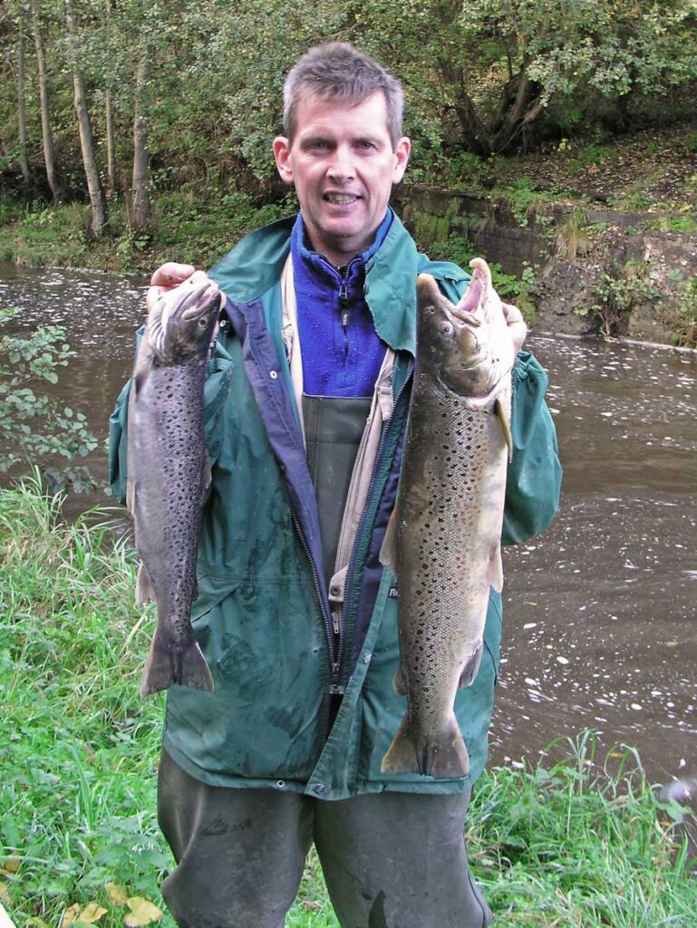 Two sea trout caught on Scalby Beck